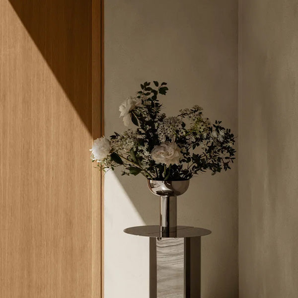 MIYABI Metallic Vase, Stainless Steel Color - مزهرية ميتاليك MIYABI، لون الستانلس ستيل