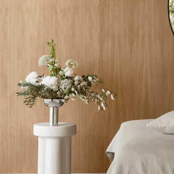 MIYABI Metallic Vase, Stainless Steel Color - مزهرية ميتاليك MIYABI، لون الستانلس ستيل