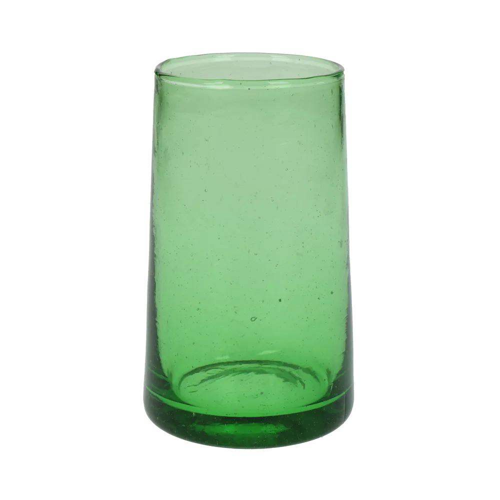 Set of 6 MIRA Long Water Glass 6x12cm, Green Color -  مجموعة من 6 قطع كوب ماء زجاجي طويل MIRA 6x12cm , لون اخضر