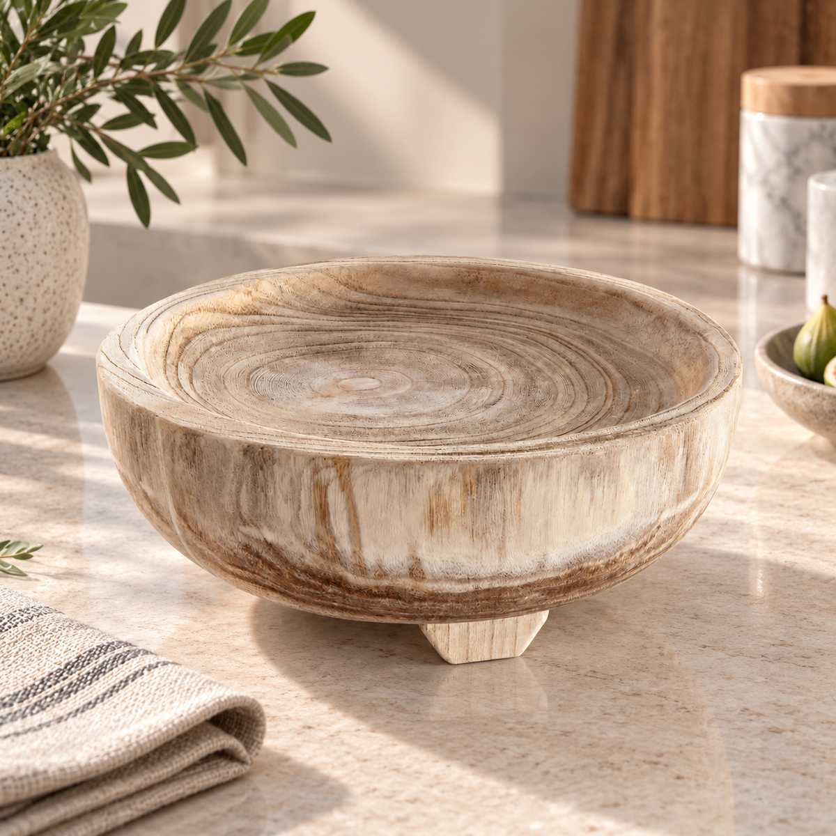 Paulownia Wood Platter 34x14cm , Beige Color - طبق تقديم 34x14 سم , لون بيج