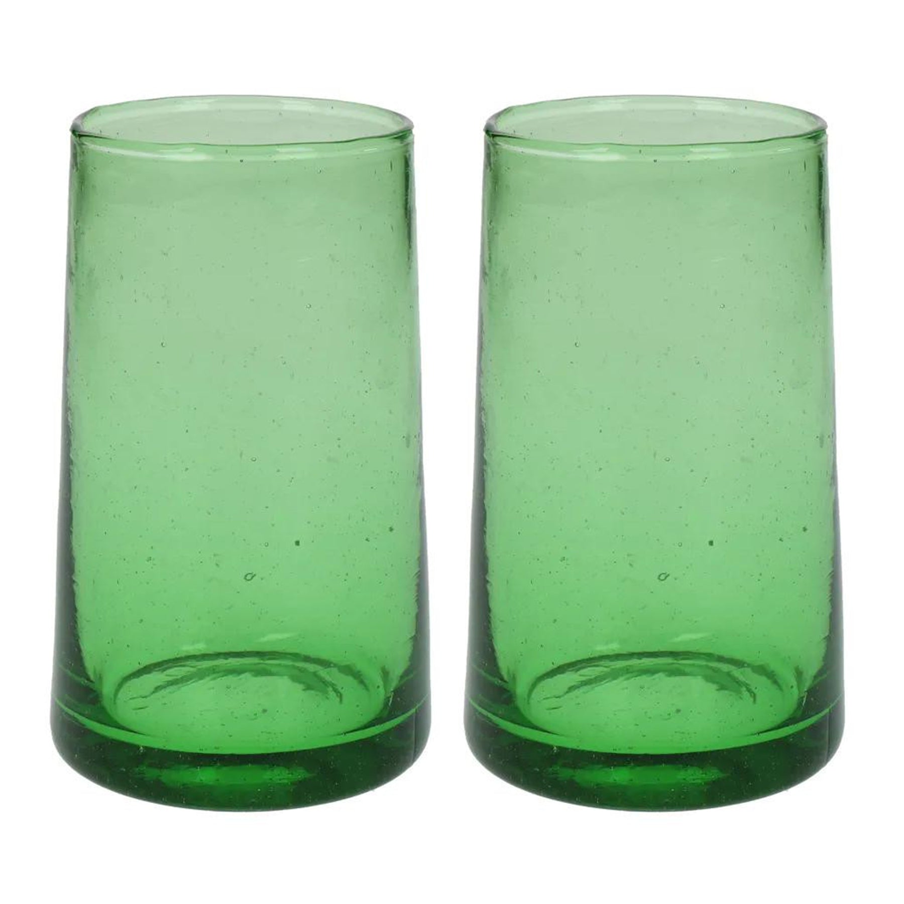 Set of 6 MIRA Long Water Glass 6x12cm, Green Color -  مجموعة من 6 قطع كوب ماء زجاجي طويل MIRA 6x12cm , لون اخضر