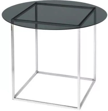 Freddy Glass Table 56x45cm, silver color - طاولة Freddy زجاجية 56x45سم, لون فضي