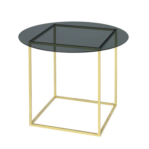 Freddy Glass Table 56x45cm, gold color - طاولة Freddy زجاجية 56x45سم, لون ذهبي