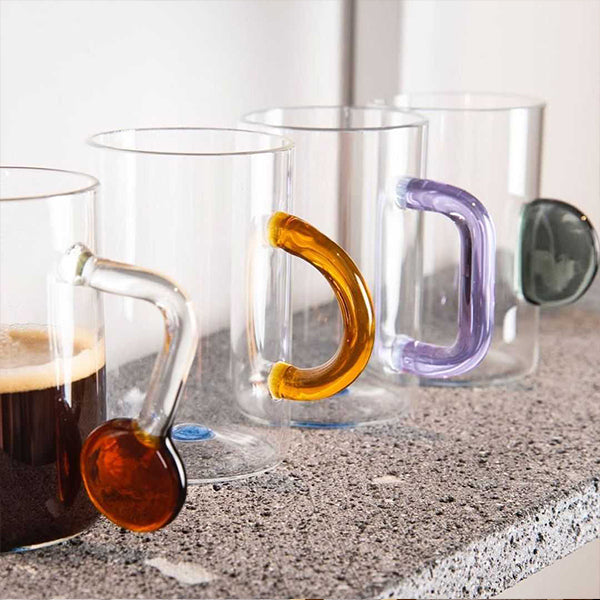 4pc TAZA- GLASS CUPS SET - مجموعة TAZA أكواب زجاجية 4قطع , 6xh8.5سم