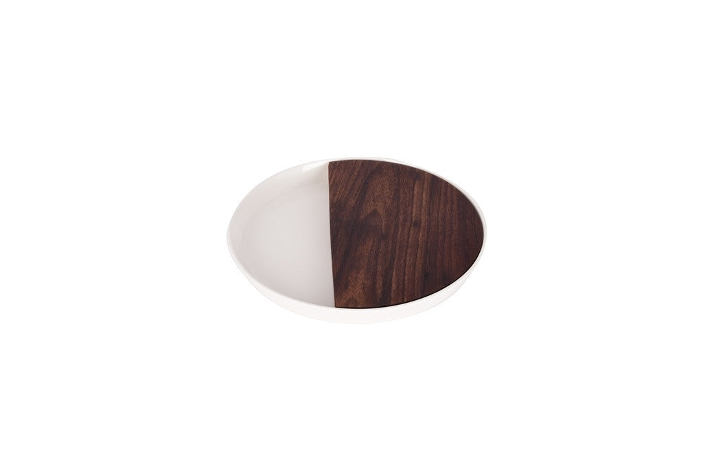 Eclipse Round Serving Plate with Wood Board 30cm - طبق تقديم مستدير مع لوح خشبي 30سم