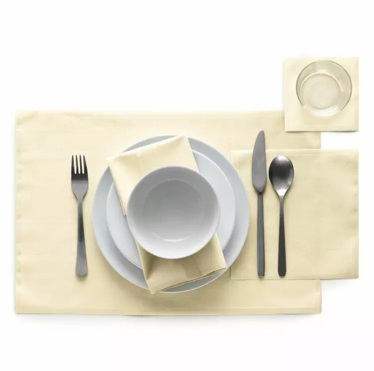 Pastel yellow Napkin 20x20,4 100% Cotton,Rolls 25 -  مناديل سفرة قطنية 20×20.4 أصفر –  25 قطعة
