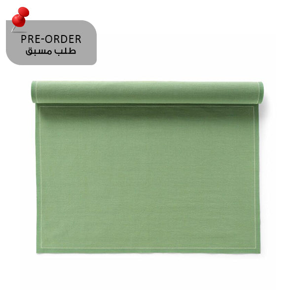Green Eucalyptus Placemat 48x32 100% Cotton, Rolls 12 - رول مفارش أطباق قطنية، 48 × 32 سم، أخضر