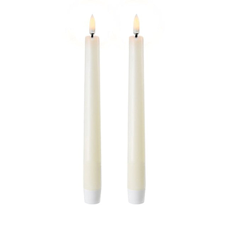 TAPER CANDLES IVORY - TWIN PACK - 2.3 x 20 CM - شمعات LED مضيئة 2.3xh20سم, لون اوف وايت