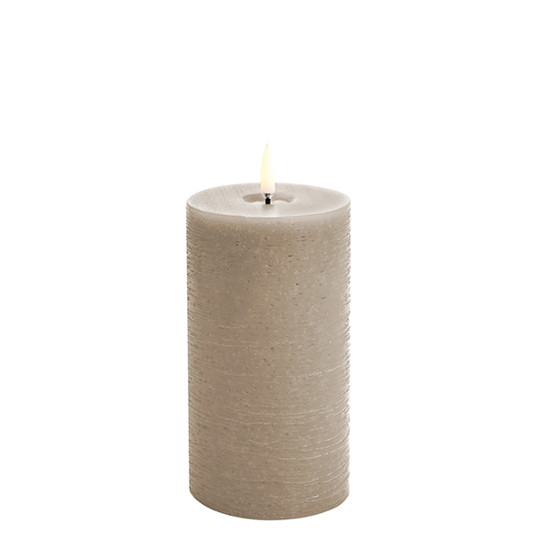 Pillar LED Melted Candle 7.8xh15cm, Sandstone Rustic Color - شمعة LED مضيئة  7.8 * 15 سم , لون بيج
