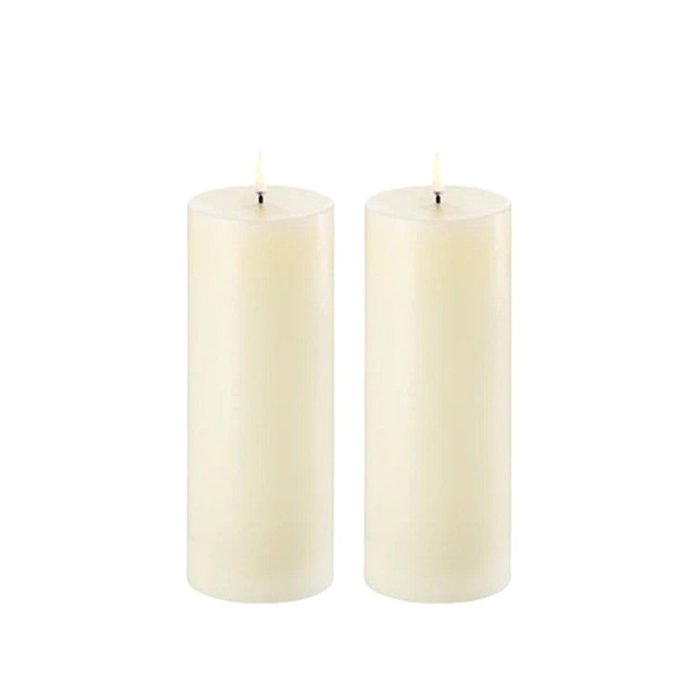 SET OF 2 Pillar LED Candle 7.8x20.cm, Ivory Color - شمعة 2LED مضيئة 7.8xh20.3 سم, لون اوف وايت