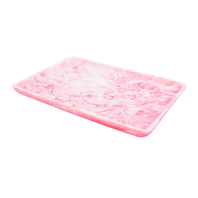 MEDIUM RECTANGULAR TRAY 10.04 x 6.97 x 0.55 CM PINK - صينية ريزن مستطيلة 25.5x17.7x1سم, لون وردي