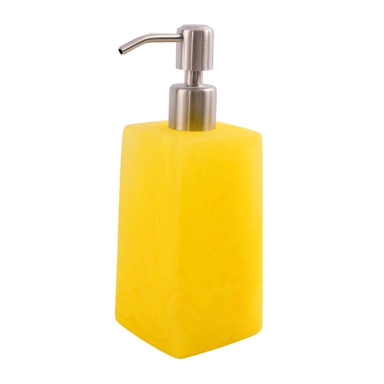 Small Square Dispenser 5x5x17cm, Yellow Color - موزع صابون من الريزن 5x5x17سم, لون أصفر