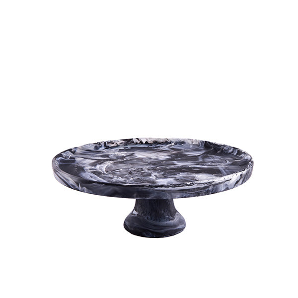 FOOTED CAKE STAND MED 26X10cm BLACK SWIRL