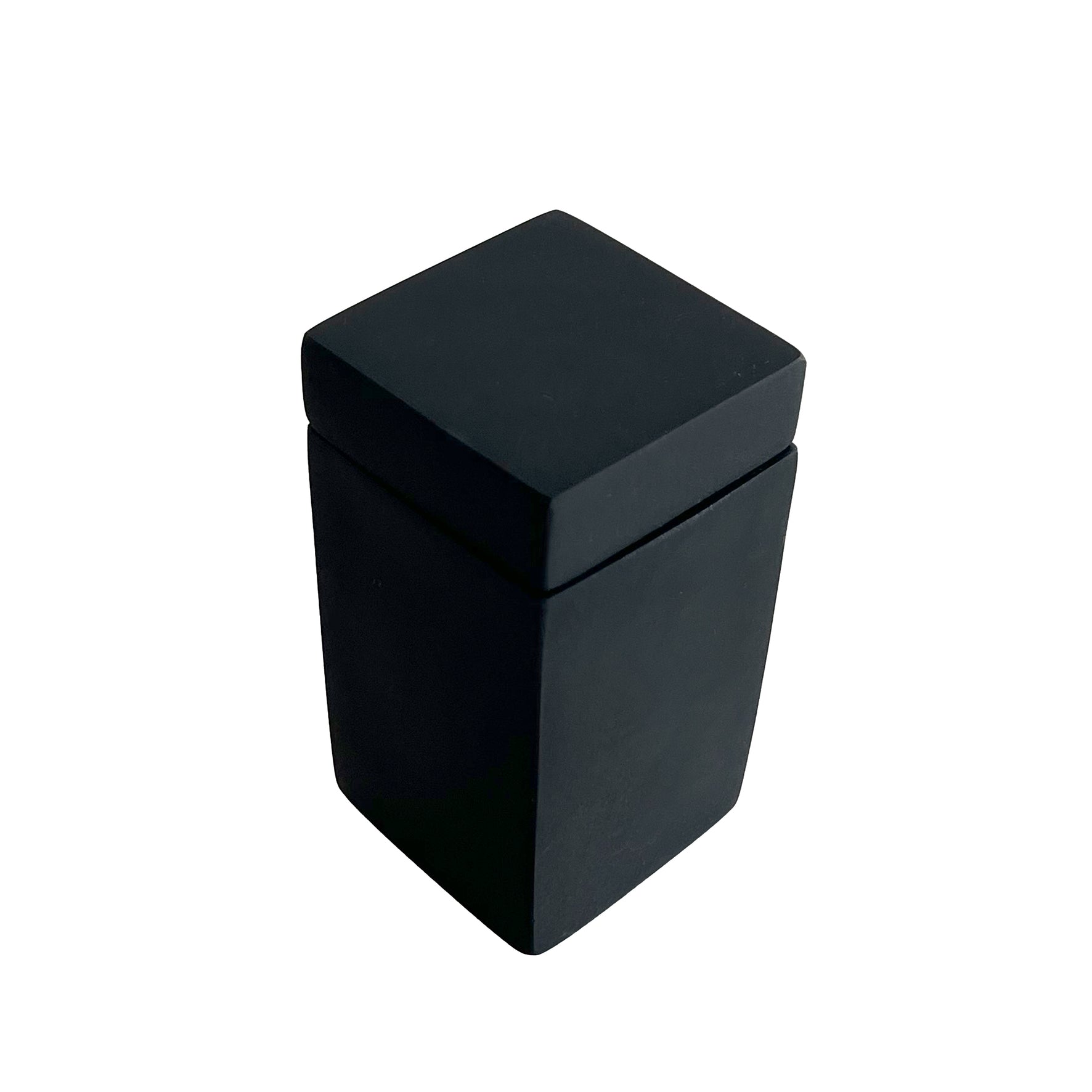 Small square lidded box 7.6x7.6x 12.7cm, Solid Black Color - صندوق بغطاء مربع صغير 7.6x7.6x12.7سم, لون أسود ساده