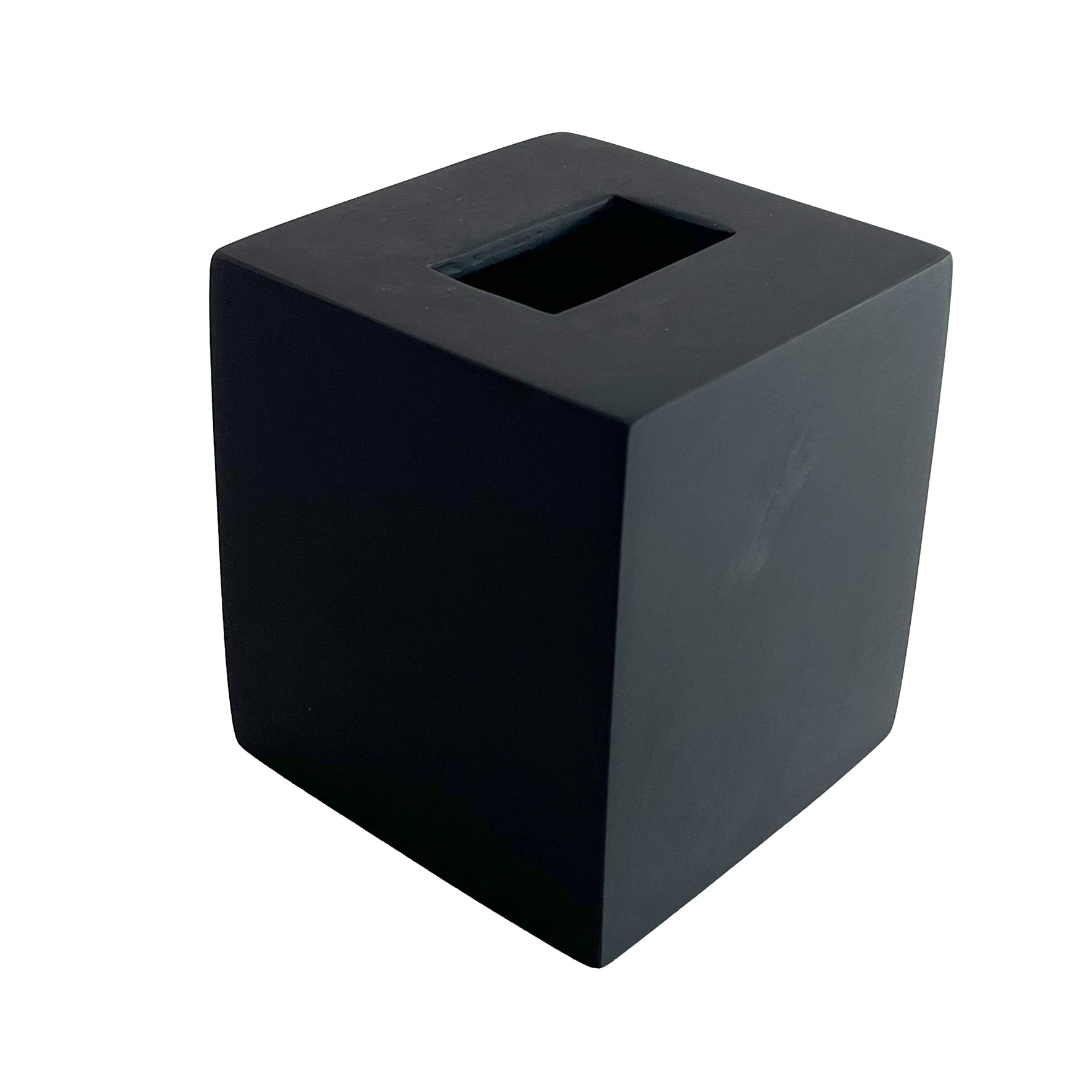 Small Square Tissue Box 15x15cm, Solid Black Color - علبة مناديل ورقية مربعة 15x15سم, لون أسود ساده