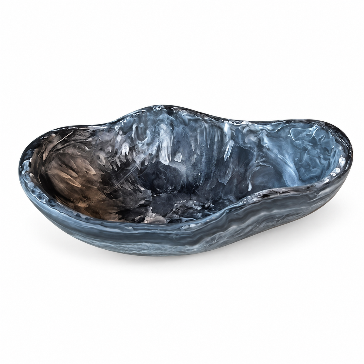Black swirl, Round Scallop Bowl - وعاء سكالوب دائري , أسود