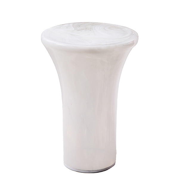 OFF WHITE SHINY ALABESTER GLASS SIDE TABLE 35x52 CM - طاولة جانبية زجاجية  لامعة  35x52سم , لون أوف وايت