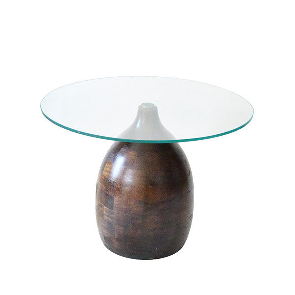 WOODEN/GLASS TABLE 60X60X42 CM WALNUT - طاولة جانبة من الزجاج والخشب 60x60x42سم لون بني