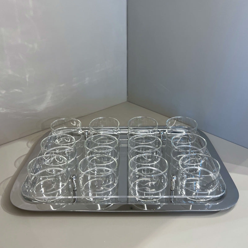 12 Glass Rectangular Tray Holder - حامل صينية مستطيلة  12 كوب