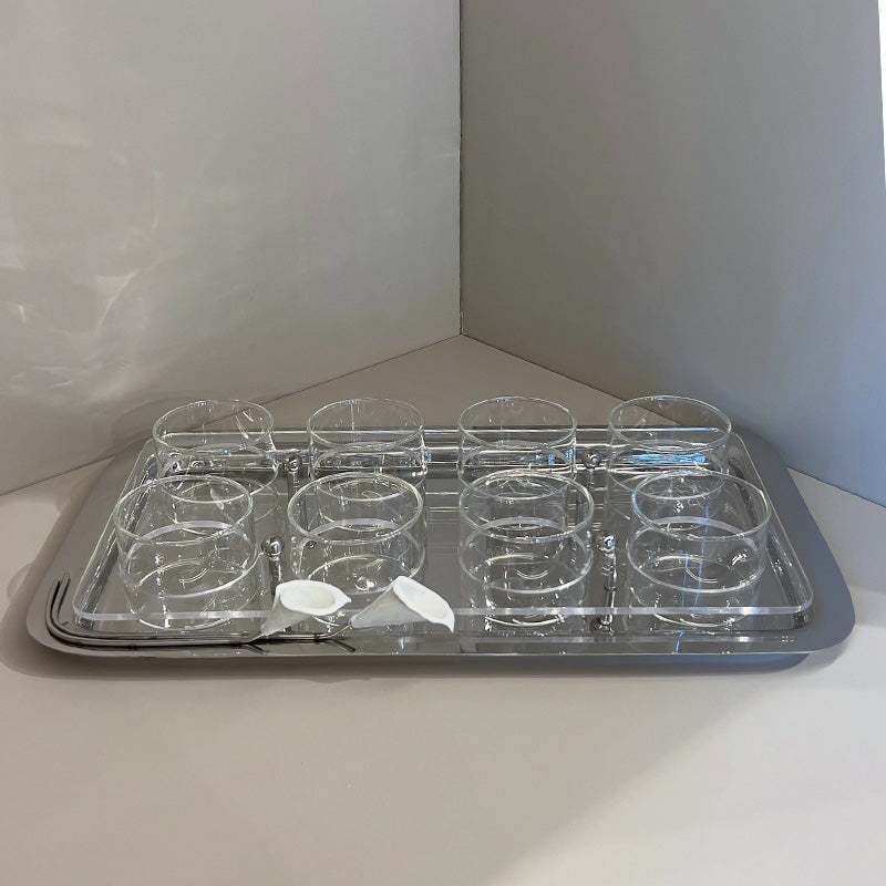 Calla Flower Rectangular Tray 8 glass - صينية مستطيلة كبيرة 8 أكواب ,وردة الكالا