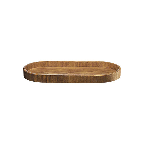 Oval Wooden Tray 35.5x16.5x2.5cm , Brown Color - صينية خشبية35.5x16.5x2.5 سم , لون بني