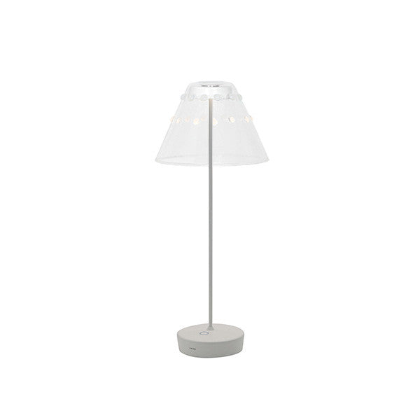 POLDINA LAMP W BIG WHITE DOTS LAMP SHADE - مصباح طاولة بولدينا مع غطاء مصباح منقط , لون أبيض