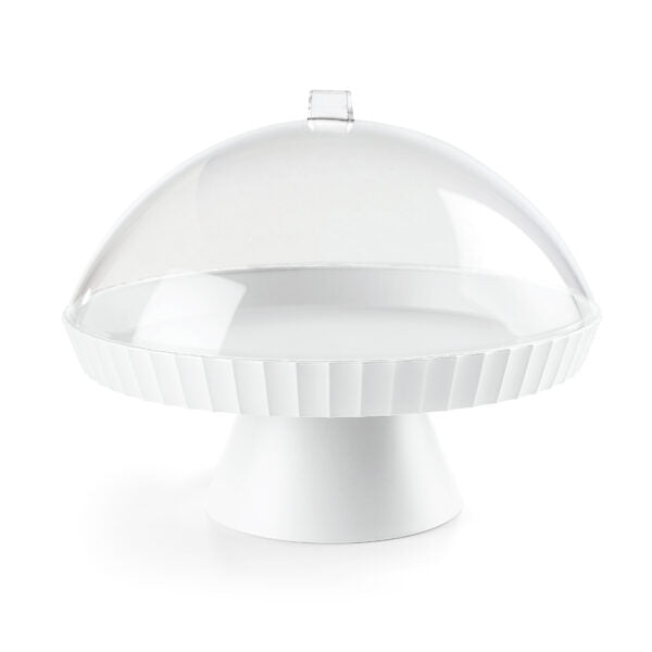 AGORA' Cake stand with Lid & Server , White Color - AGORA' حامل كيك مع غطاء وأداة تقديم الكيك ، لون أبيض