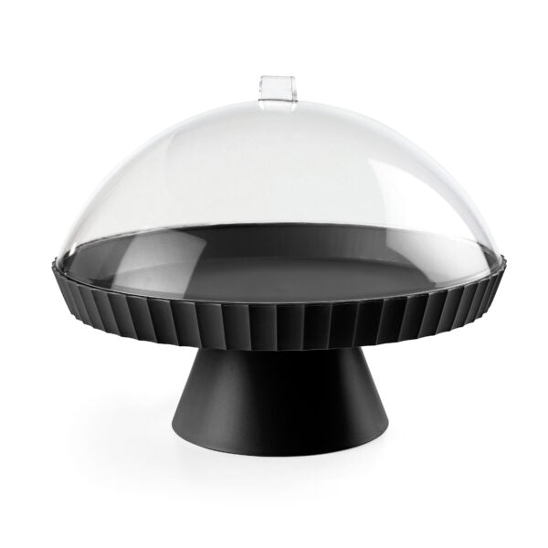 AGORA' Cake stand with Lid & Server , Carbon Black Color - AGORA' حامل كيك مع غطاء وأداة تقديم الكيك ، لون أسود