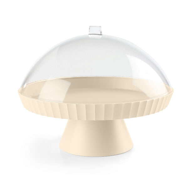 AGORA' Cake stand with Lid & Server , Brown Sugar Color - AGORA' حامل كيك مع غطاء وأداة تقديم الكيك ، لون بيج فاتح