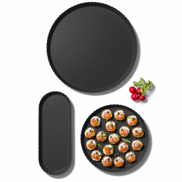 Round Large ATENA Tray , Carbon Black Color - صينية ATENAكبيرة , لون أسود