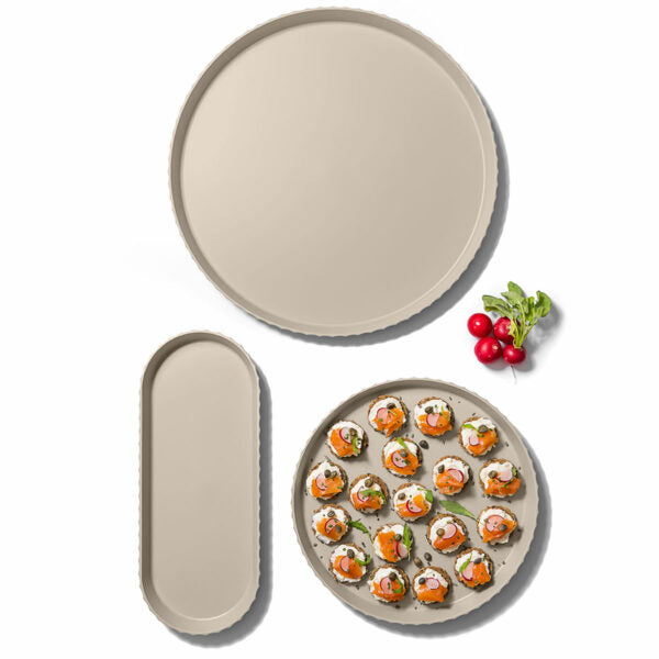 Round Large ATENA Tray , Moka Grey Color - صينية ATENAكبيرة , لون رمادي / بيج