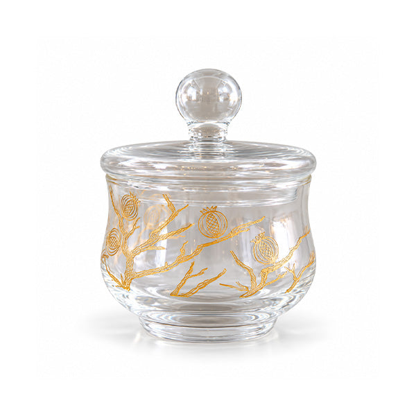 Pomegranate Engraving Sugar Bowl, Gold Color - وعاء سكر بنقش الرمان, ذهبي