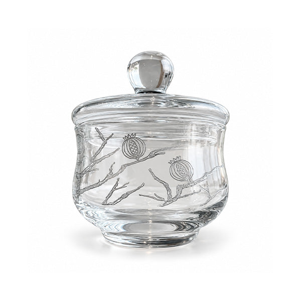 Pomegranate Engraving Sugar Bowl, Silver Color - وعاء سكر بنقش الرمان, فضي