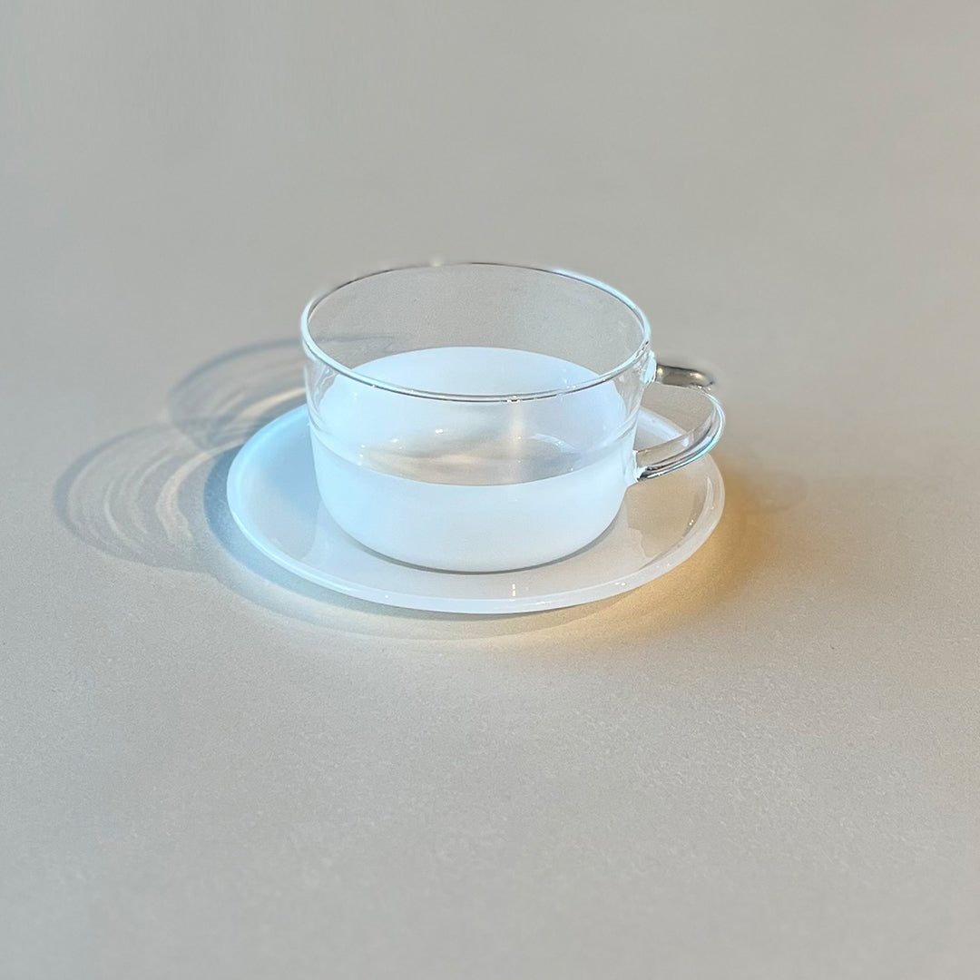 Cappuccino Cup With White Bottom & White Saucer - طقم اكواب كابتشينو بأرضية و صحون بيضاء
