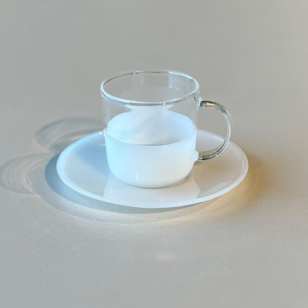 Espresso Cup With White Bottom & White Saucer - طقم اكواب اسبريسو بأرضية و صحون بيضاء