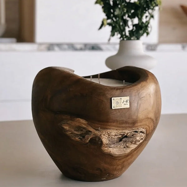 Teakwood Candle, W 11 - شمعة من خشب الساج، W 11