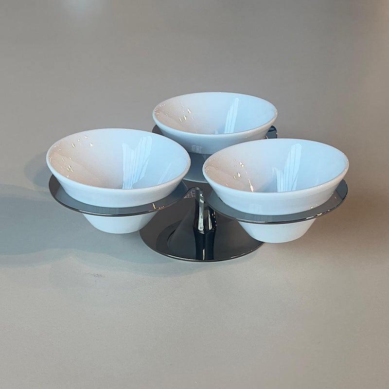 Shiny Black 3 pcs bowls with holder -  أسود لامع 3 أوعية مع حامل