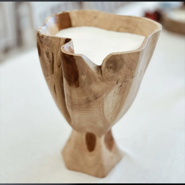 Teakwood Candle, W 14 - شمعة من خشب الساج، W 14