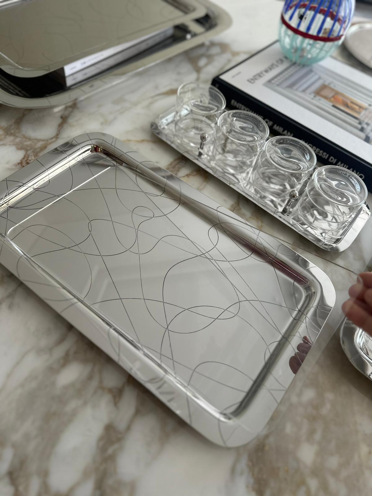 Abstract Rect Tray WITH ACRYLIC INSERET (41.5X24) cm - صينيه مستطيله مع قاعده اكريلك للحمايه (41.5×24) سم