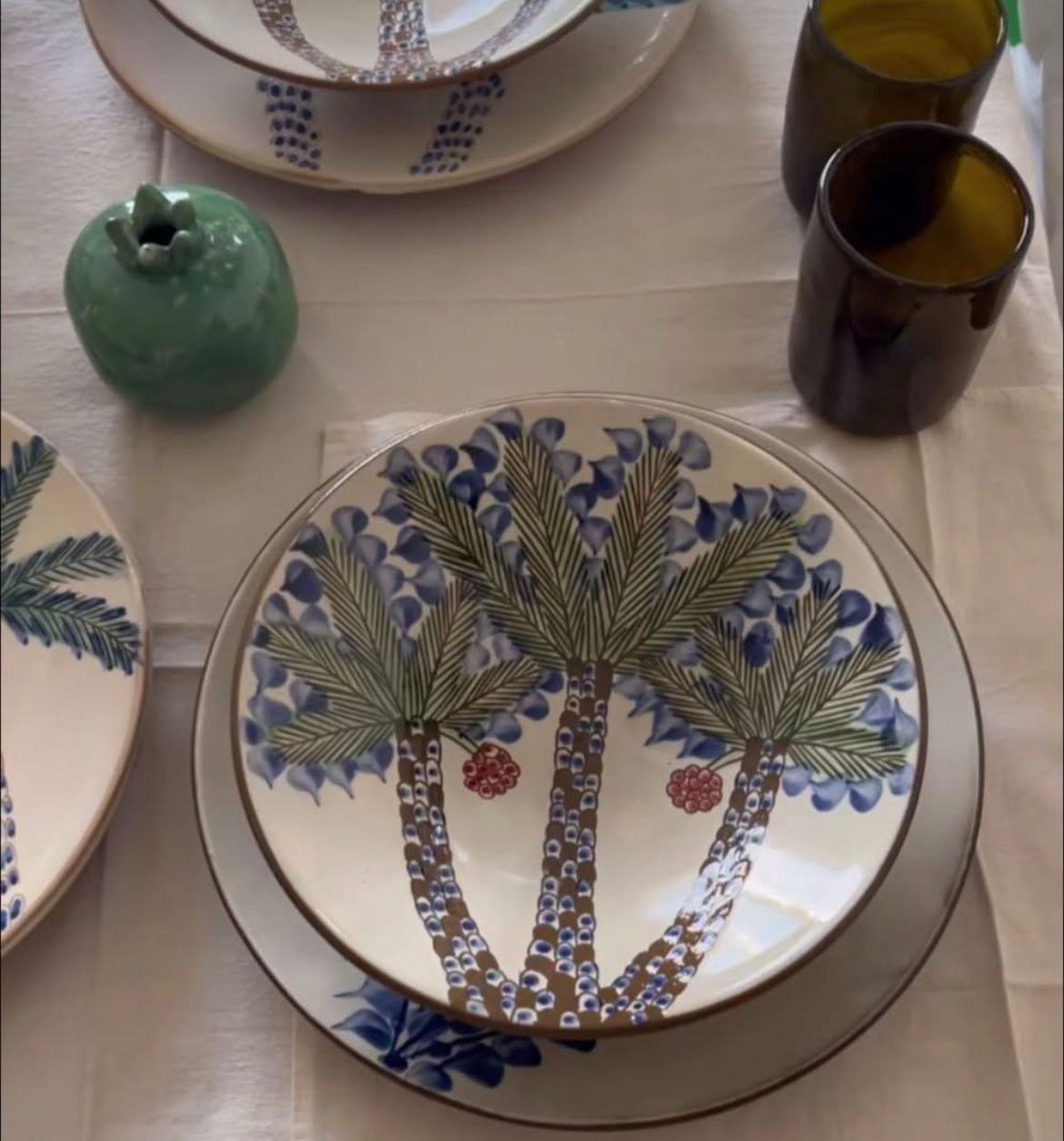 large 3 palms bowl - صحن تقديم كبير بشجر النخيل