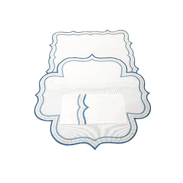 Gemma Blue Silver Linen Placemats – Set of 3 - طقم مفارش طاولة جيمّا أزرق فضي – 3 قطع