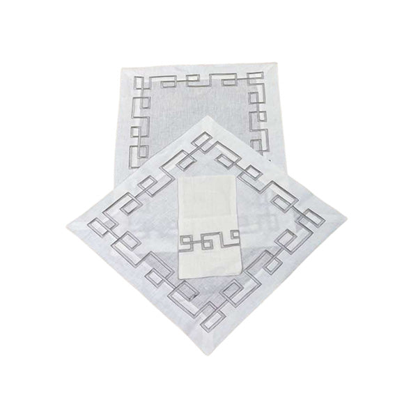 William Off-White/Silver Hermine Maze Placemats – Set of 3 - طقم مفارش طاولة ويليام اوف وايت/فضي – 3 قطع