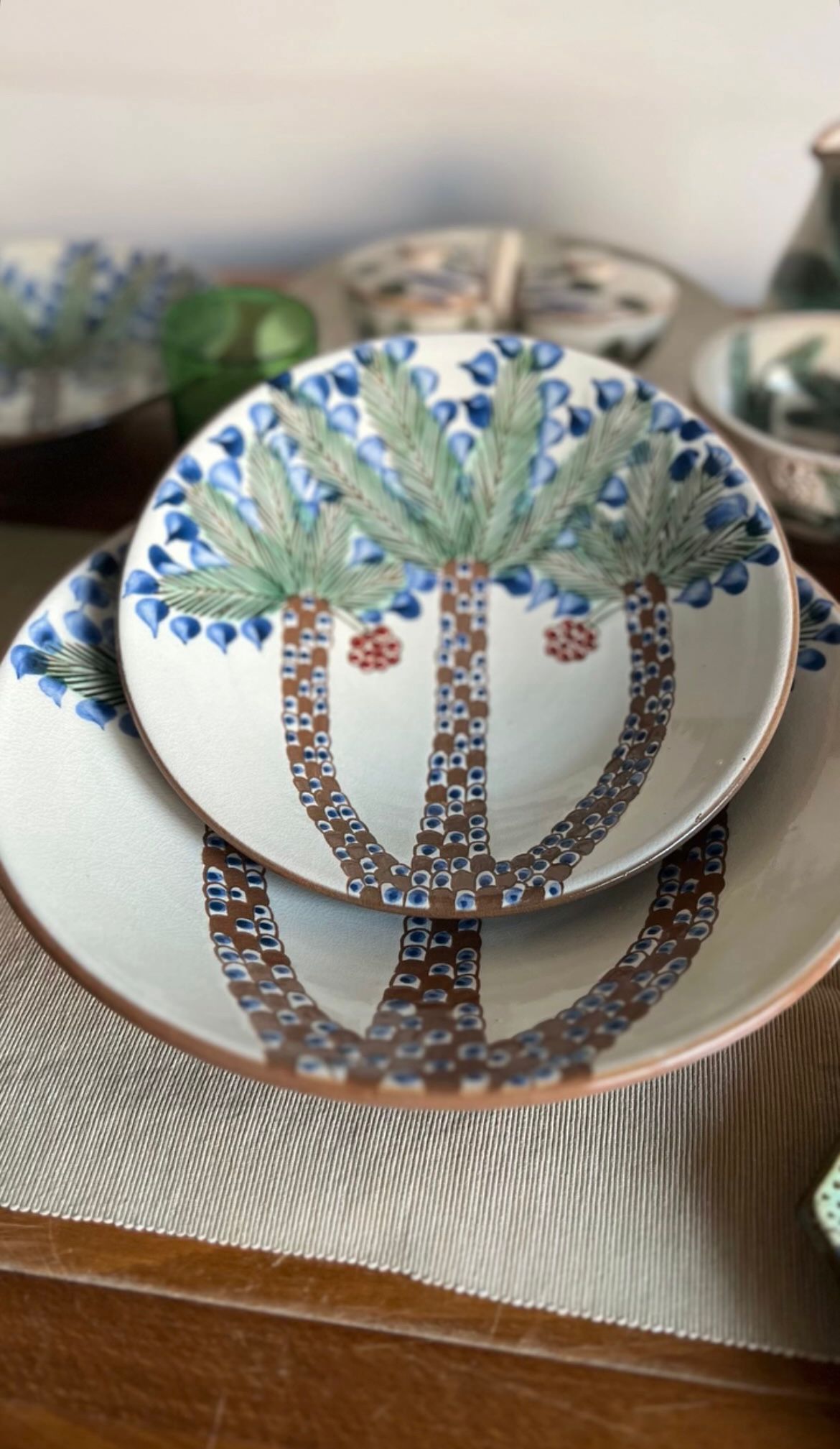 large 3 palms bowl - صحن تقديم كبير بشجر النخيل