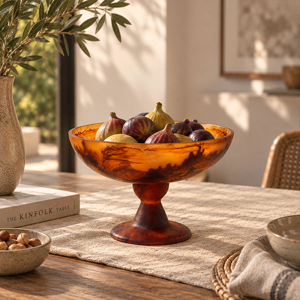 PEDESTAL BOWL TURTOISE 30 CM -وعاء قاعدة بني 30 سم