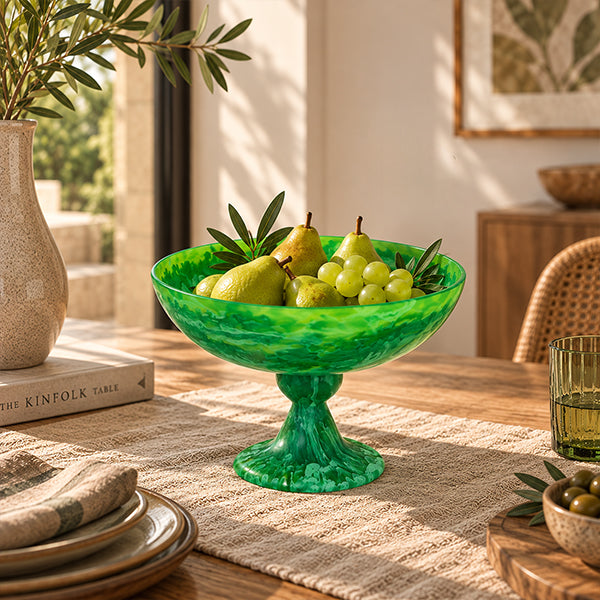 PEDESTAL BOWL PERIDOT 30 CM -وعاء قاعدة أخضر30 سم