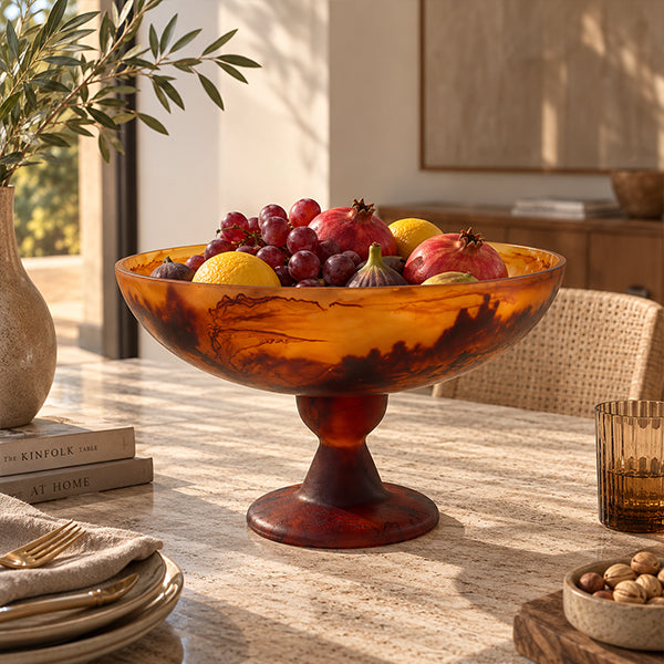 PEDESTAL BOWL TURTOISE 40 CM -وعاء قاعدة بني 40 سم