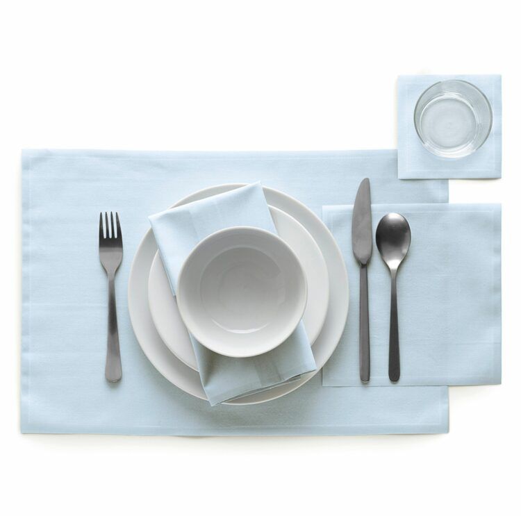 Foggy blue Placemat 48x32 100% Cotton,Rolls 12 - رول مفارش أطباق قطنية، 48 × 32 سم، أزرق