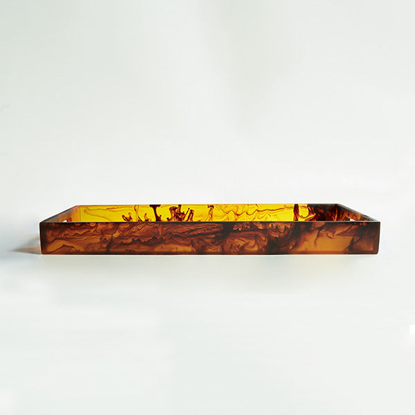 Turtoise ,Large Rectangle Handled Tray - صينية كبيرة مستطيلة بمقبض, بني