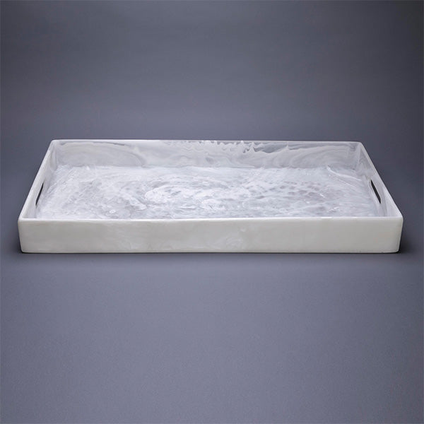 White ,Large Rectangle Handled Tray - صينية كبيرة مستطيلة بمقبض, أبيض