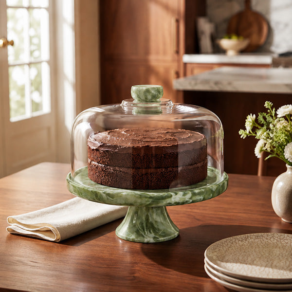 Footed Cake Plate Dome , Forest - غطاء قاعدة كيك , أخضر